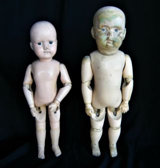 Two Wooden Schoenhut Dolls - Tlc 16 " Baby,  14.  5 " Miss Dolly