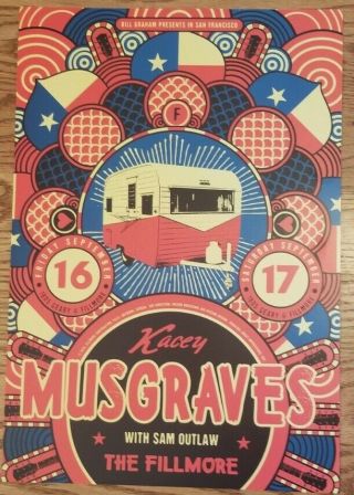 Kacey Musgraves - Concert Poster 13x19 Sam Outlaw 2016 Fillmore Sf Live Show