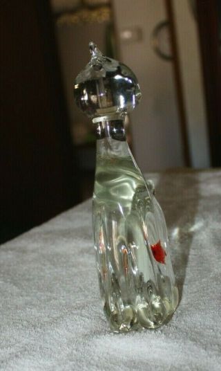 Murano clear art glass cat with fish goldfish in its stomach belly 3