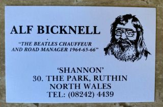 The Beatles - Alf Bicknell - Signed Business Card Of The Beatles Chauffeur And B