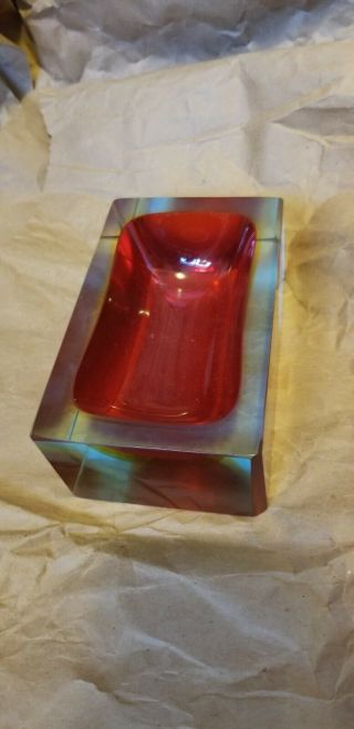 Murano Vintage Red Prism Ash Tray