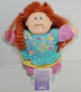 Cabbage Patch Kids Designer Line 19 Red Crimped Cornsilk Freckles Doll 1985