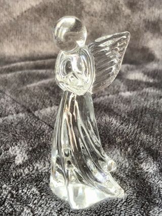 Vintage Lefton Praying Angel Crystal Clear Glass Guardian Angel Signed Euc
