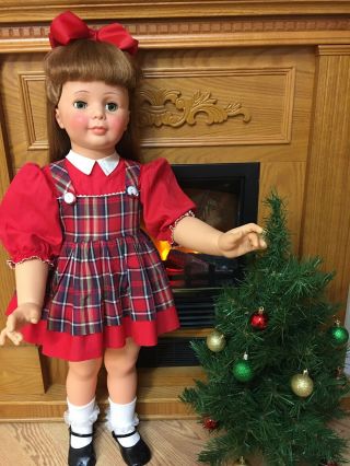 Ideal Walker Patti Playpal Doll In.  Dress,  Christmas Pinafore