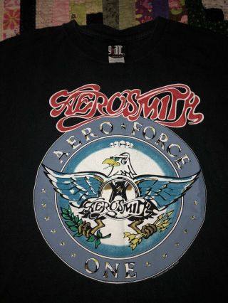 Vintage Aerosmith Aero Force One Size Med T Shirt Giant Tag Tour Concert Band