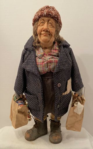 Niada Artist Doll By Jodi & Richard Creager,  Shopping Bag Lady 15 " Tall