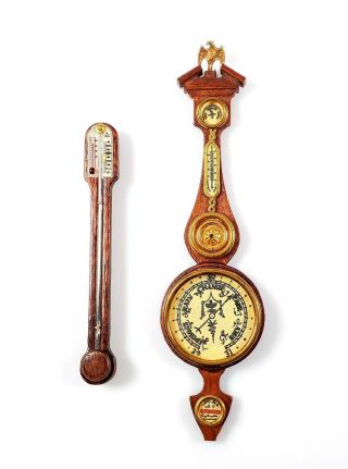 Two Miniature Dollhouse 1:12 Antique Artisan Hand Crafted Barometers Issac Blatt