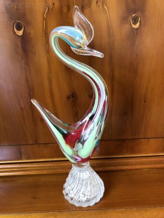 Vintage Murano Art Glass Bird.  12 Inches Tall Collectable Ex