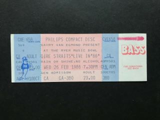 Dire Straits Concert Ticket 1986 - At The Myer Music Bowl,  Ticket