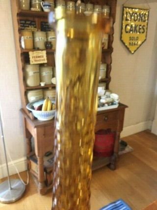 Vintage Tall Italian Glass Empoli Amber Glass Genie Bottle – Hobtail Pattern – 3