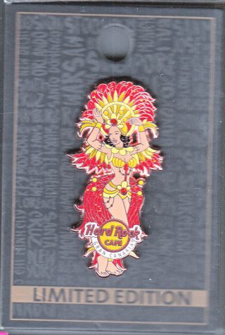 Hard Rock Cafe Pin: Gran Canaria Carnival Girl In Red & Yellow Le200