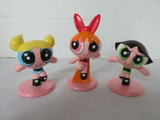 3 Powerpuff Girls Cake Toppers Figurines Bakery Crafts Bubbles Blossom Buttercup