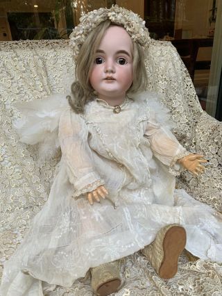 30” Antique German J.  D.  Kestner 164 Bisque Doll,  Undamaged Head Body
