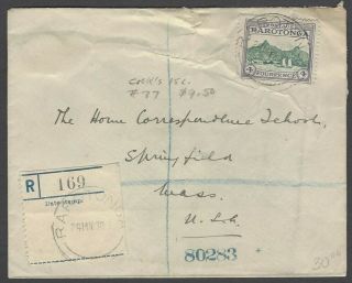 Cook Is 1924 4d Green & Violet 1930 Registered Cover To Usa Sg 84 £68 On Cover