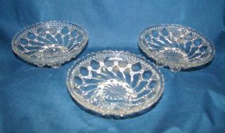Vintage Greentown Glass Cord Drapery 3 Footed Sauce Bowls