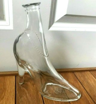 Glass Decorative High Heel Boot Bottle 9 X 7 " Shoe Stiletto 350ml Vintage French