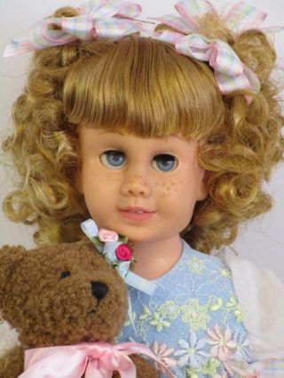 Restored Mattel Chatty Cathy Blonde Pigtail Lt Blue Dotted Swiss Dress Talks