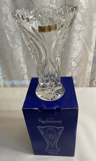 9.  5” Vintage Nachtmann Bleikristall 24 Lead Crystal Vase Clear Elegant Germany