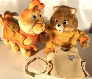 VINTAGE RARE 1985 Teddy Ruxpin Talking Bear,  Grubby & 4 Tape Fire Safety Program 2