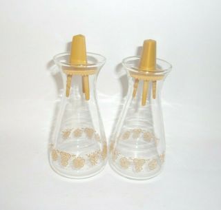Pyrex Corning Corelle Gold Butterfly Pattern Glass Salt & Pepper Shakers