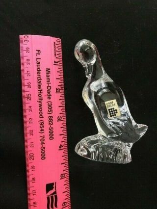 Daum Crystal Duck Figurine Signed,  French Paperweight