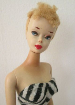 Vintage Unrestored Blonde 3 Ponytail Barbie Doll W/ Brown Eyeliner 3 Days