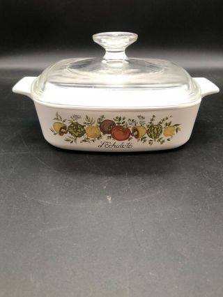 Vintage Corning Ware A - 1 - B Spice Of Life 1 Quart Casserole With Pyrex A70 Lid