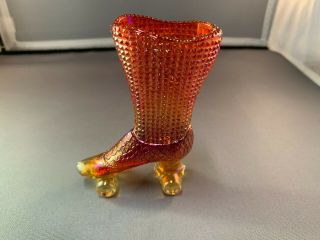 Vintage Boyd Glass Company Roller Skate Boot - Red Gold Colored Glass