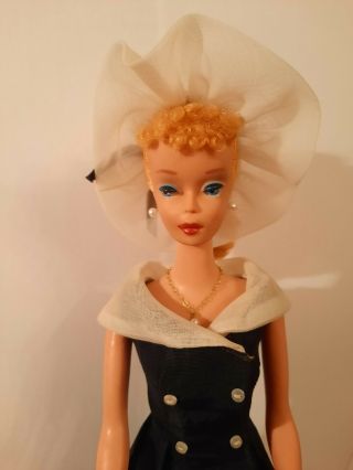 Vintage 1959 Barbie Blonde Ponytail 4 with Box and Stand 2