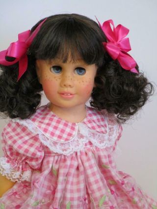 RESTORED Mattel Chatty Cathy BRUNETTE Pigtail PINK GINGHAM PARTY DRESS Talks 4