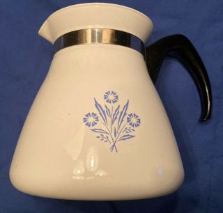 Vintage Corning Ware Coffee/tea Pot With Lid,  Blue Cornflower,  6 Cups Mcm Modern