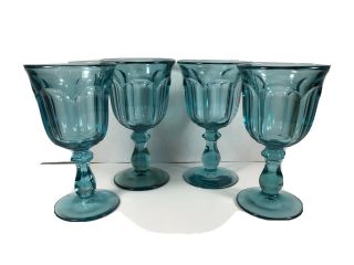 Vintage Imperial " Old Williamsburg " Light Blue Water Goblets Set Of 4