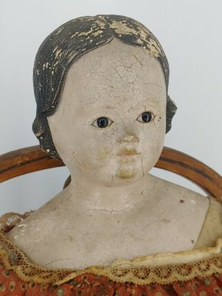 Antique Greiner Paper Mache Head Doll 22 