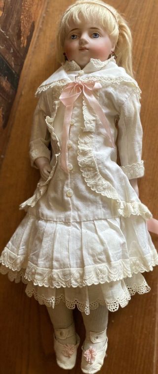 18” Antique C1890 Closed Mouth German Bisque Fashion Doll W/orig Mohair Wig 4