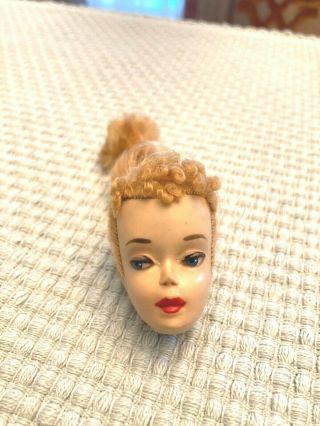 Vintage 3 Ponytail Barbie Doll Head W/original Face Paint And Brown Eye Shadow