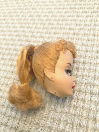 Vintage 3 Ponytail Barbie Doll Head w/Original Face Paint and Brown Eye Shadow 2