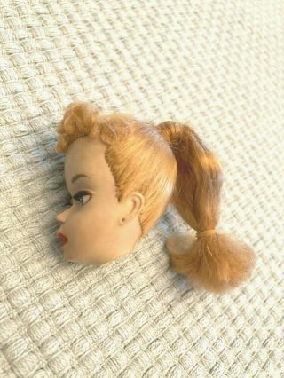 Vintage 3 Ponytail Barbie Doll Head w/Original Face Paint and Brown Eye Shadow 3