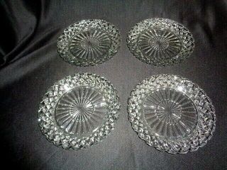 Waterford Waffle Depression Glass 7 " Plate Anchor Hocking Set Of 4