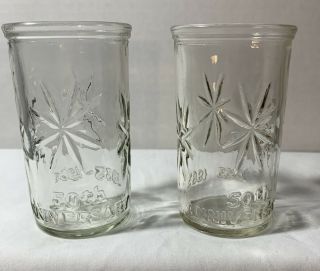 2 - Vintage 50th Anniversary Starburst Anchor Hocking Jelly Jar Juice Glasses Euc