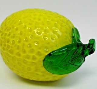 Vintage Retro Murano Style Lemon Studio Art Glass Hand Blown Fruit Vegetable 5 "