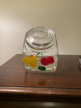 Vintage Bartlett Collins Gay Fad Clear Glass Titled Canister/cookie/candy Jar