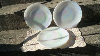 Vintage Federal Glass Opalescent Moon Glow 9 3/4 " Dinner Plates - - Set Of 4