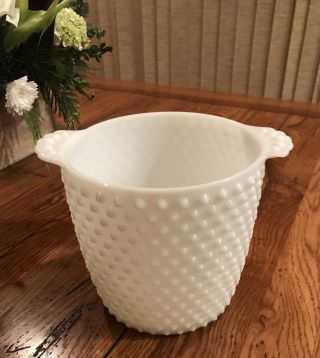 Vintage Milk Glass Hobnail Ice Bucket