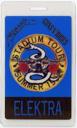 Metallica Authentic 1992 Laminated Backstage Pass Stadium Tour Guns N Roses