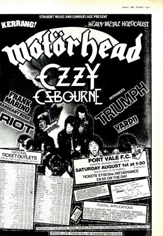 Npbk28 Poster/advert 15x11 " Kerrang Heavy Metal Holocaust 1981 Motorhead
