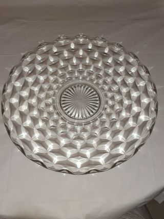 Vtg Fostoria Cubist American Clear Glass Serving Plate Large Round Platter 14 "