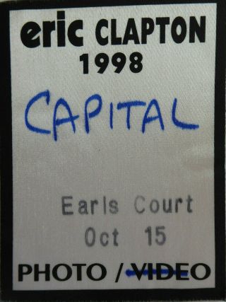 Eric Clapton Concert Photo Pass Earls Court London England 15th October 1998
