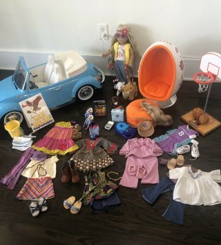 American Girl Julie Doll,  Car,  Egg Chair,  B - Ball Clothes And Accessories