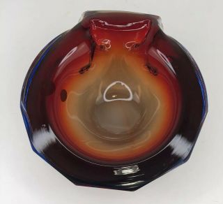 Vintage Murano Poli Sommerso Red Art Glass Geode Bowl 50s 60s