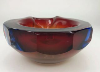 Vintage Murano Poli Sommerso RED Art Glass Geode Bowl 50s 60s 3